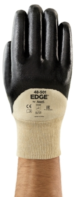 ANSELL-BAUMWOLL-ARBEITSHANDSCHUHE mit Nitrilbeschichtung, Arbeitshandschuhe, EDGE, 48-501, schwarz
