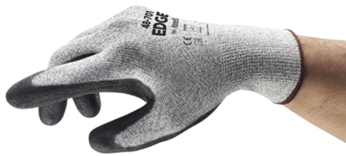 ANSELL-PU-BESCHICHTETE-STRICKHANDSCHUHE, EArbeitshandschuhe, DGE 48-701, grau/schwarz