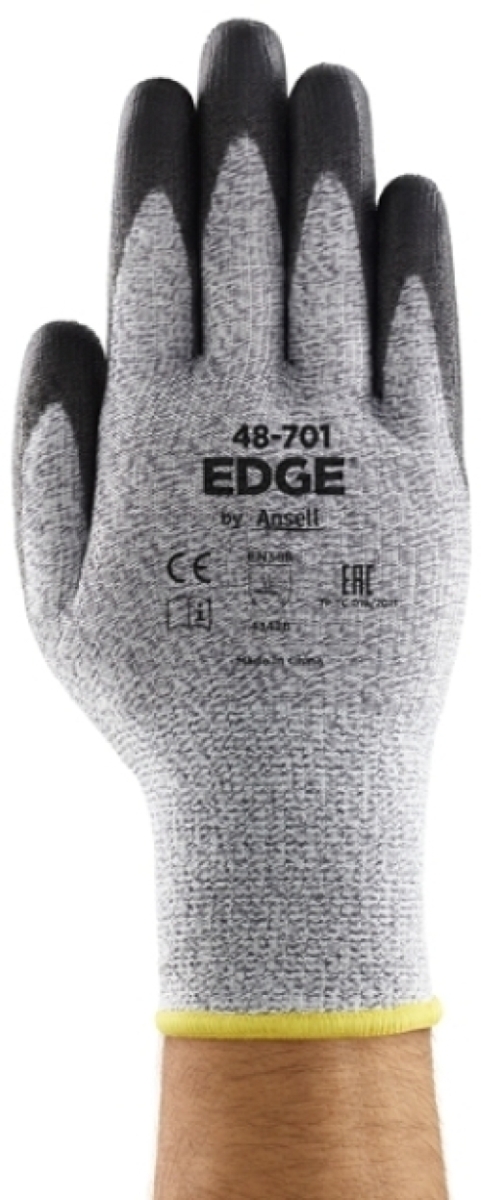 ANSELL-PU-BESCHICHTETE-STRICKHANDSCHUHE, EArbeitshandschuhe, DGE 48-701, grau/schwarz