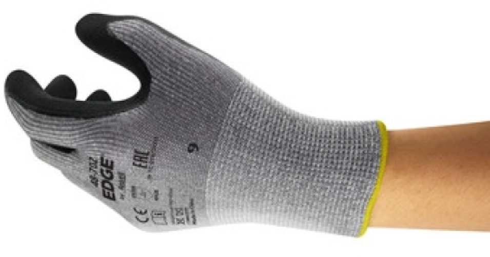 ANSELL-STRICKHANDSCHUHE, mit Nitrilbeschichtung,Arbeitshandschuhe, EDGE 48-702, grau/schwarz
