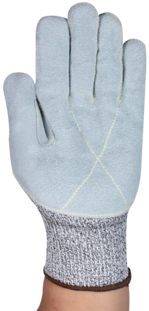 ANSELL-STRICKHANDSCHUHE, mit Lederverstärkung, Arbeitshandschuhe, EDGE 48-703, grau