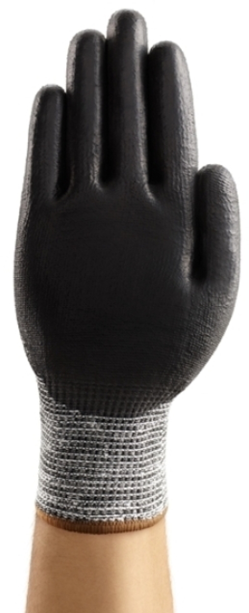 ANSELL-STRICKHANDSCHUHE, mit PU-Beschichtung, EArbeitshandschuhe, DGE 48-705, grau/schwarz
