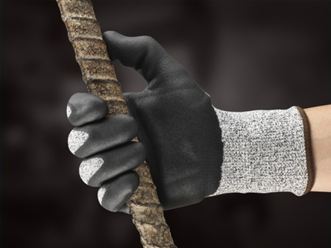 ANSELL-STRICKHANDSCHUHE, mit Nitrilschaumbeschichtung, Arbeitshandschuhe, EDGE 48-706, grau/schwarz
