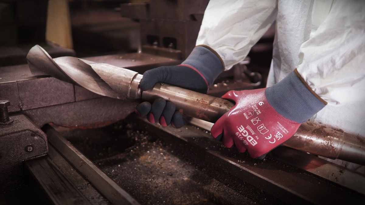 ANSELL-NITRILHANDSCHUHE, Vollbeschichtung,Arbeitshandschuhe, EDGE 48-919, schwarz/rot