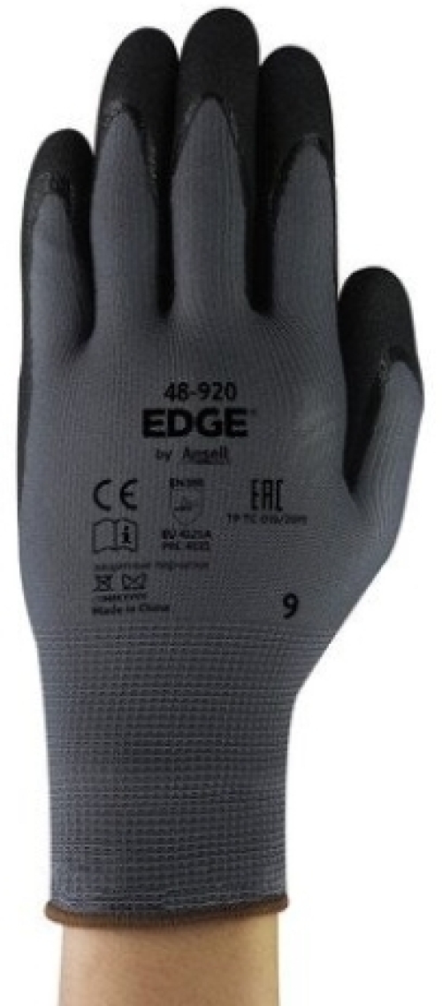 ANSELL-STRICKHANDSCHUHE, mit doppelter Nitrilbeschichtung, Arbeitshandschuhe, EDGE 48-920, schwarz