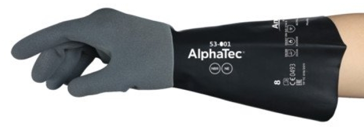 ANSELL-ALPHATEC, 53-001, Chemikalienschutz-Handschuhe, Arbeitshandschuhe, grau/schwarz