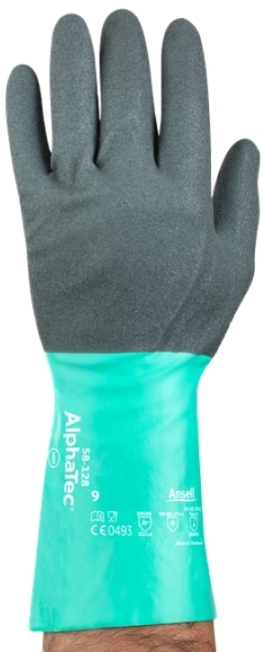 ANSELL-ALPHATEC, 58-128, Chemikalienschutz-Handschuhe, Arbeitshandschuhe, anthrazit/grün