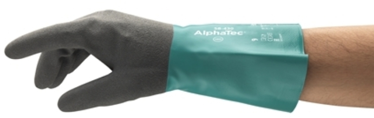 ANSELL-CHEMIKALIENSCHUTZ-HANDSCHUHE, Arbeitshandschuhe, ALPHATEC, 58-430, grün/grau