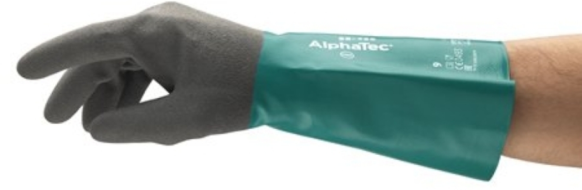 ANSELL-CHEMIKALIENSCHUTZ-HANDSCHUHE, Arbeitshandschuhe, ALPHATEC, 58-435, grün/grau