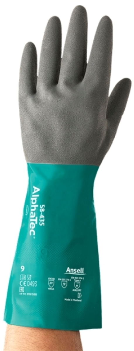 ANSELL-CHEMIKALIENSCHUTZ-HANDSCHUHE, Arbeitshandschuhe, ALPHATEC, 58-435, grün/grau