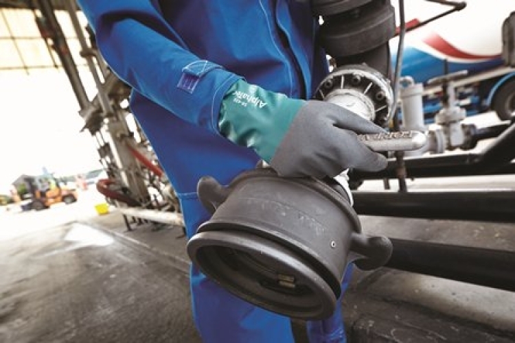 ANSELL-CHEMIKALIENSCHUTZ-HANDSCHUHE, Arbeitshandschuhe, ALPHATEC, 58-435, grün/grau