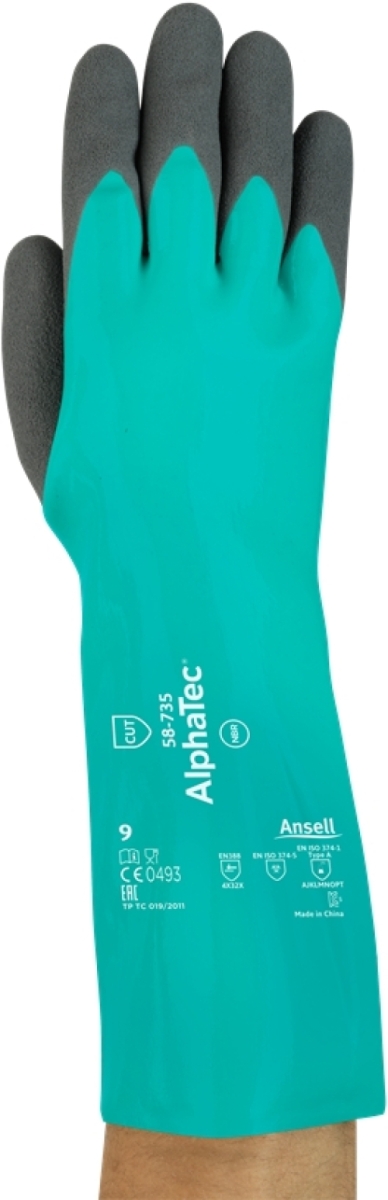 ANSELL-ALPHATEC, 58-735, Chemikalienschutz-Handschuhe, Arbeitshandschuhe, grün/schwarz