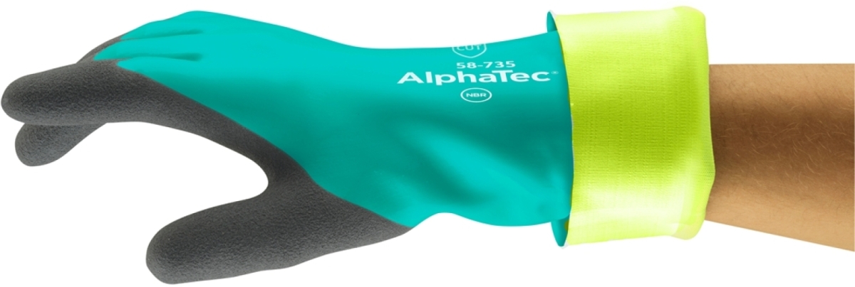 ANSELL-ALPHATEC, 58-735, Chemikalienschutz-Handschuhe, Arbeitshandschuhe, grün/schwarz