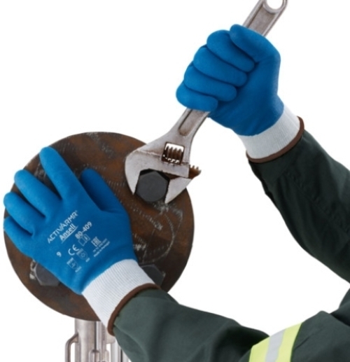 ANSELL-STRICK-HANDSCHUHE, Arbeitshandschuhe, POWER FLEX, 80-409, blau/weiss