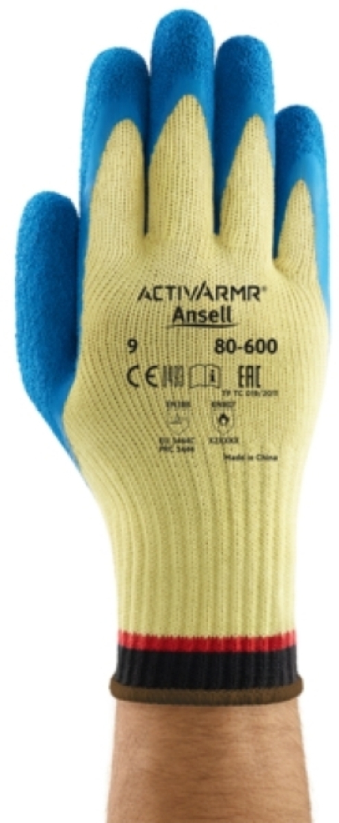 ANSELL-Strick-Handschuhe, Arbeitshandschuhe, POWER FLEX, 80-600, blau/gelb