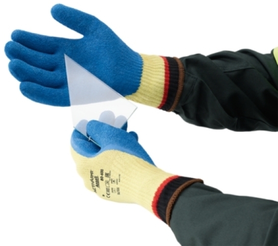 ANSELL-Strick-Handschuhe, Arbeitshandschuhe, POWER FLEX, 80-600, blau/gelb