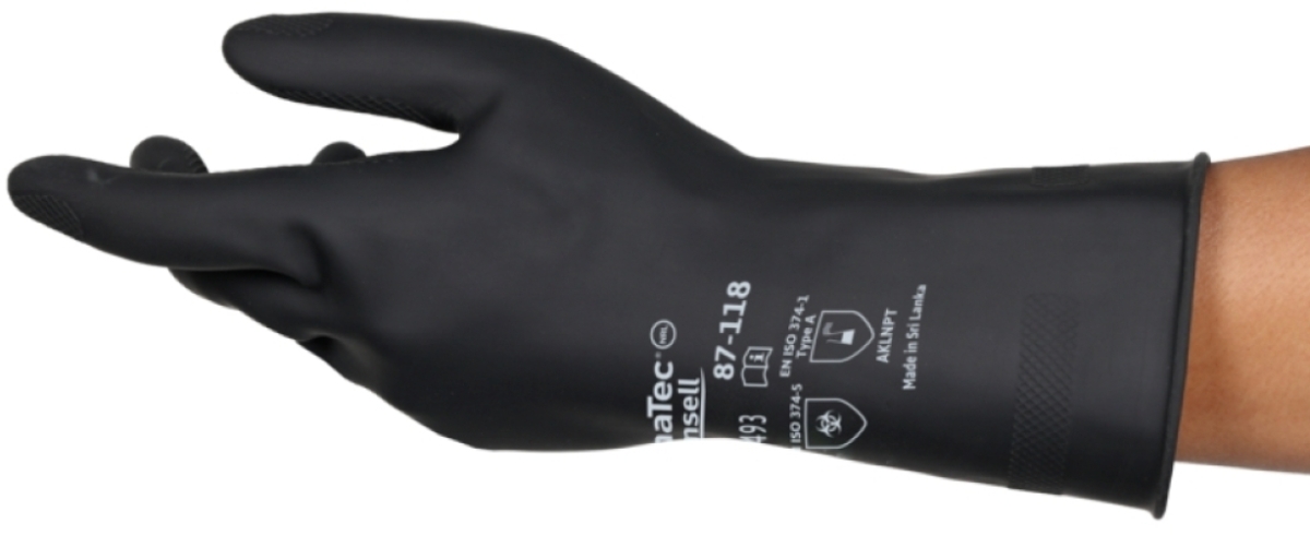 ANSELL-ALPHATEc, 87-118, NATURKAUTSCHUKLATEXHANDSCHUHE, schwarz