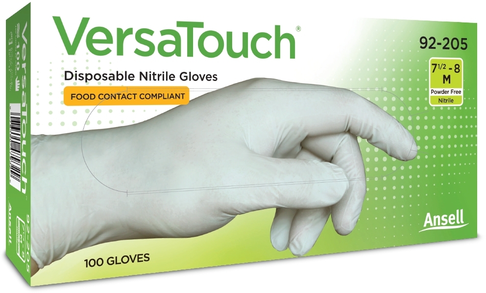 ANSELL-EINWEG-NITRIL-HANDSCHUHE, VERSATOUCH, ungepudert, 92-205, Pkg. á 100 Stück, weiss