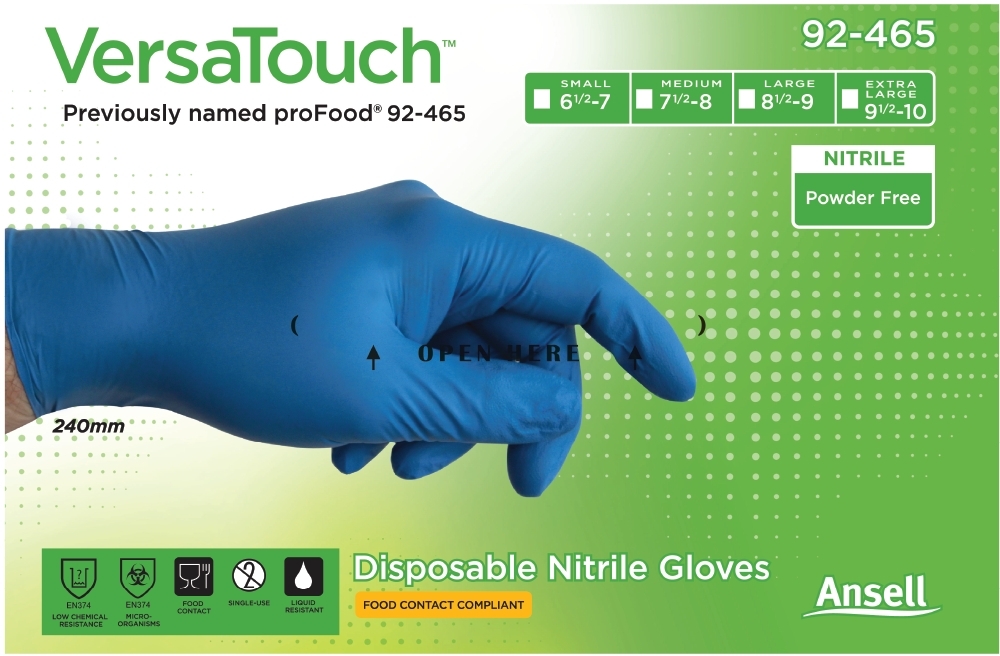 ANSELL-EINWEG-NITRIL-HANDSCHUHE, VERSATOUCH, ungepudert, 92-465, Pkg. á 100 Stück, blau