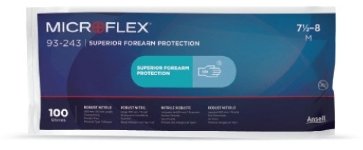 ANSELL-EINWEG-NITRIL-HANDSCHUHE, MICROFLEX, 93-243, Pkg. á 100 Stück, blau