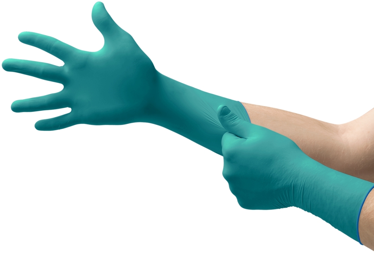 ANSELL-EINWEG-NITRIL/NEOPREN-HANDSCHUHE, MICROFLEX, 93-260, Pkg. á 50 Stück, VE: 10 Pkg. grün/blau