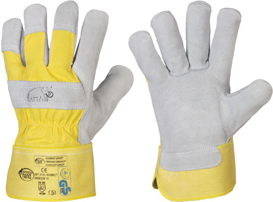 F-STRONGHAND, Rindspaltleder, Arbeitshandschuhe, *MAMMUT*, Pkg.a`12