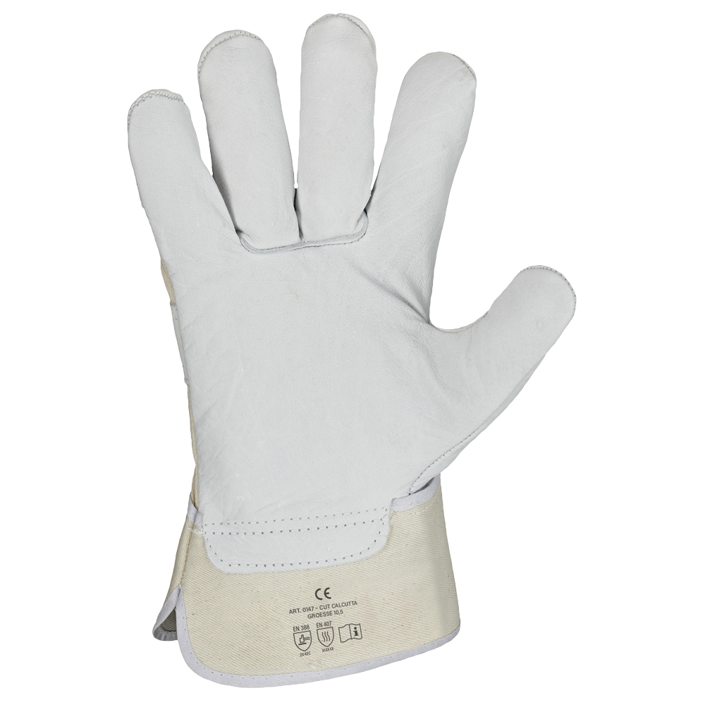 F-*CUT CALCUTTA* STRONGHAND® HANDSCHUHE-LEVEL C, SCHNITTSCHUTZ, RIND-VOLLLEDER, NATUR, CAT 2