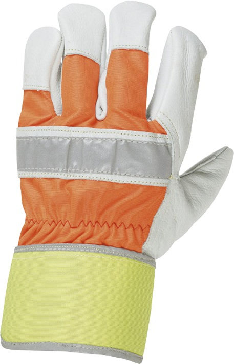 F-STRONGHAND, Rindvollleder, Arbeitshandschuhe, *HI-VIS*, Pkg.a`12