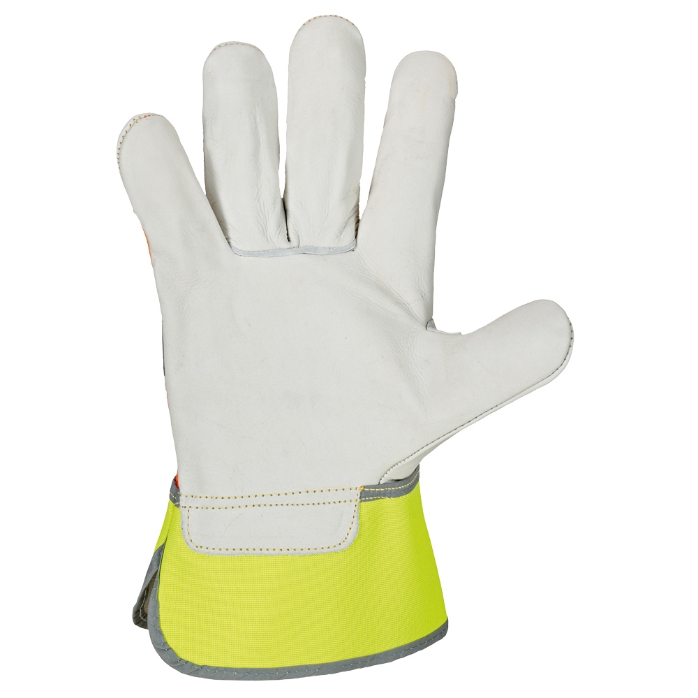 F-STRONGHAND, Rindvollleder, Arbeitshandschuhe, *HI-VIS*, Pkg.a`12