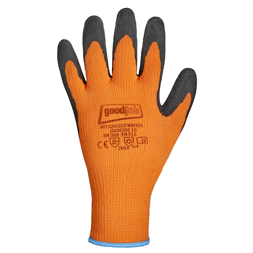 F-Goodjob-Workwear, Schrumpf-Latex, Arbeitshandschuhe *ECO WINTER*, VE: 120 Paar, orange/schwarz