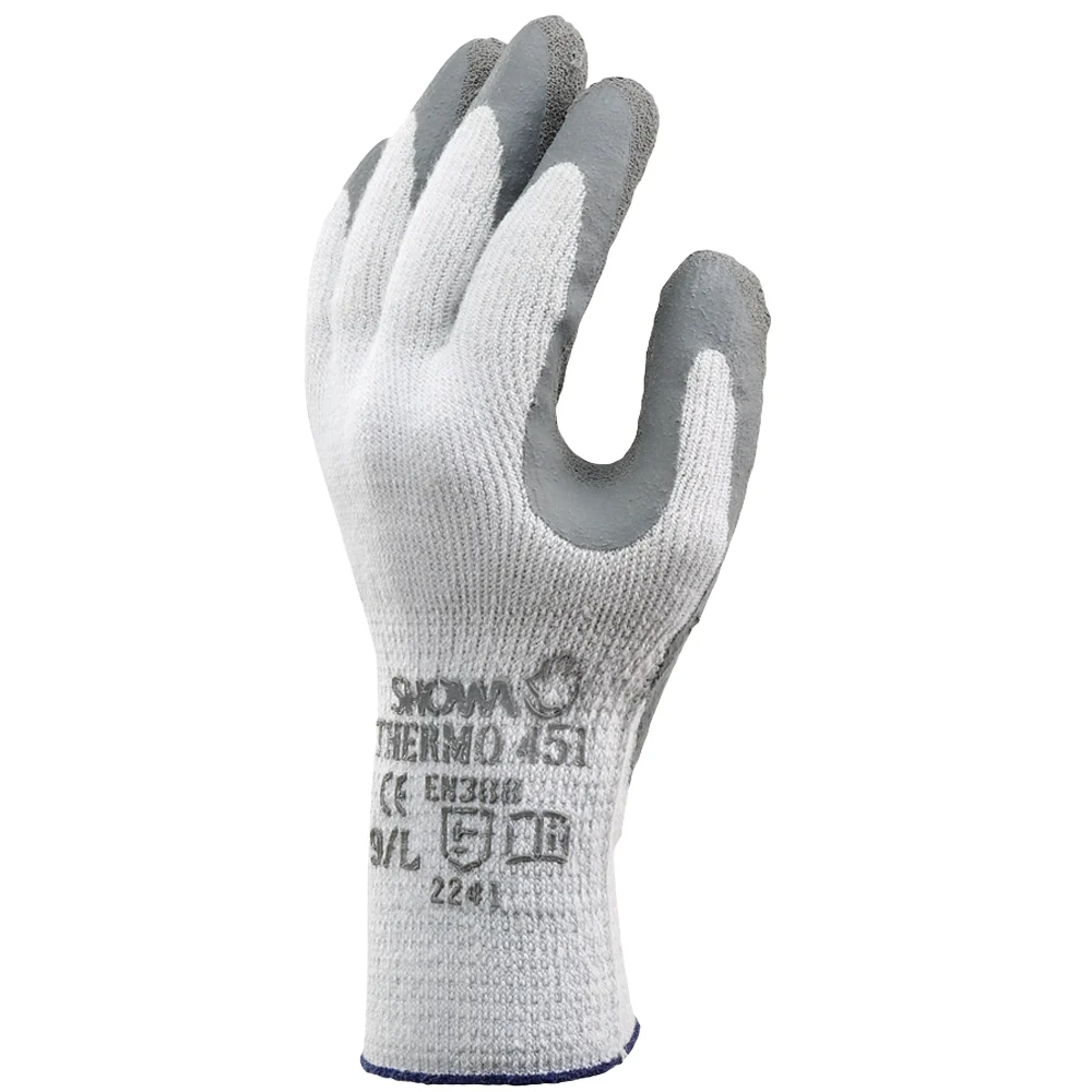 F-SHOWA-BEST, Mittelstrick, Latex beschichtet, Arbeitshandschuhe, *SHOWA 451*, Pkg.a`10, grau