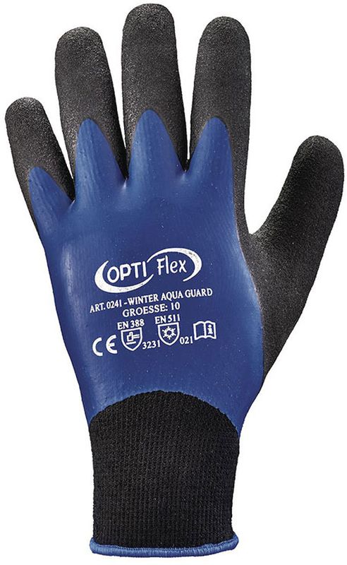 F-OPTIFLEX-Latex-Arbeitshandschuhe, *WINTER AQUA GUARD*, VE: 60 Paar, schwarz/blau