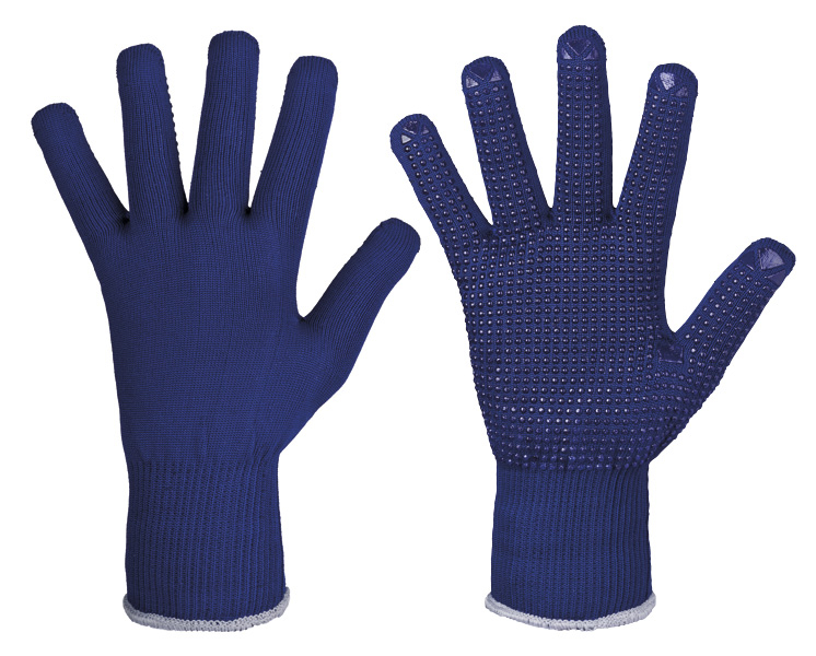 F-STRONGHAND, Strick, mit Noppen, Arbeitshandschuhe, *ZIBO* , Pkg.a`12, blau