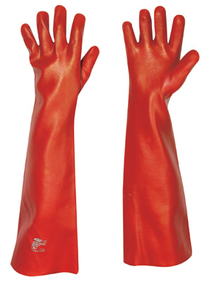 F-PVC-Arbeitshandschuhe, 60 cm, Trikot-Baumwollfutter, *MEMPHIS*, Pkg.a`12, rot
