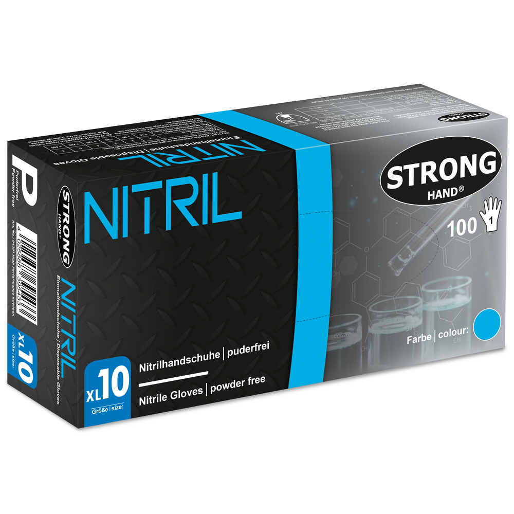 F-STRONGHAND, Nitril-Einweghandschuhe, puderfrei, *STANDARD KOWLOON*,Spenderbox á 100 Stück, VE: 10 Boxen. blau