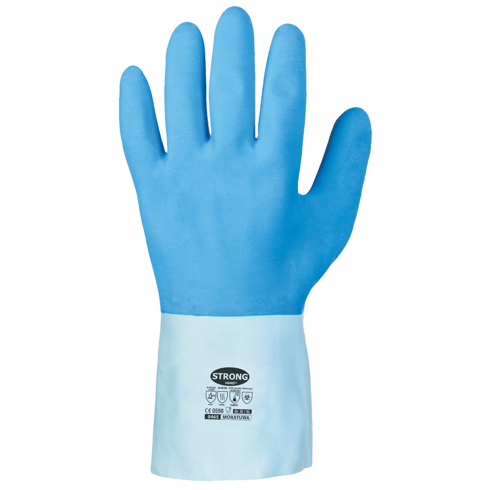 F-SURF, Chemikalienschutz, Latex, Arbeitshandschuhe, *MORATUWA*, Pkg.a`12, blau