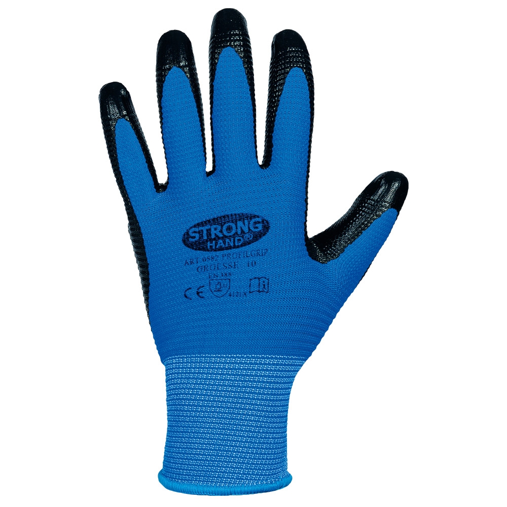 F-STRONGHAND, Nitril, Arbeitshandschuhe, *PROFILGRIP* , Pkg.a`12, blau/schwarz