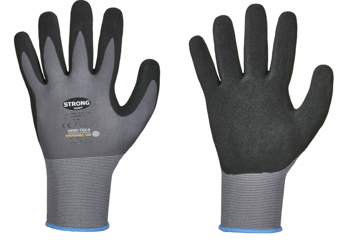 F-STRONGHAND, Nylon, Nitrilbeschichtung, Arbeitshandschuhe,*NIFOA FLEX*, Pkg.a`12, grau/schwarz