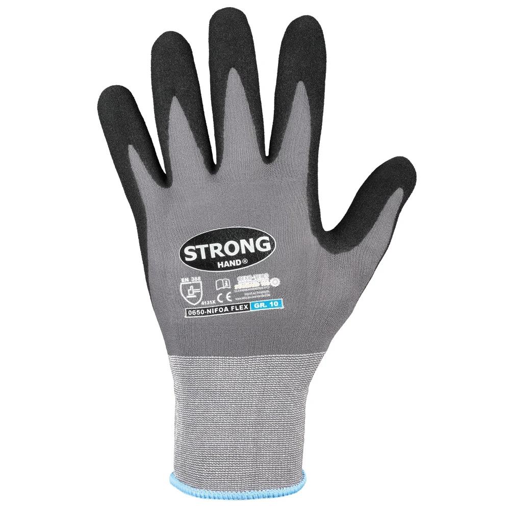 F-STRONGHAND, Nylon, Nitrilbeschichtung, Arbeitshandschuhe,*NIFOA FLEX*, Pkg.a`12, grau/schwarz