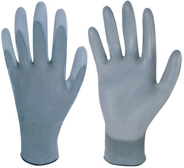 F-STRONGHAND, Polyester, PU beschichtet, Arbeitshandschuhe, *GREYGRIP*, Pkg.a`12, grau