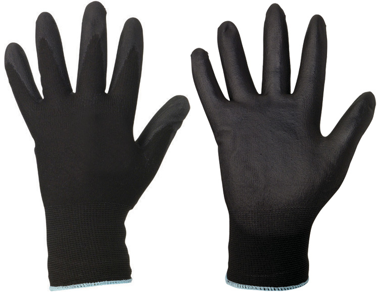 F-GOODJOB, Polyester, Arbeitshandschuhe, *DARK GRIP*, Pkg.a`12, schwarz