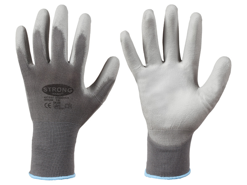 F-STRONGHAND, Nylon, PU beschichtet, Arbeitshandschuhe, *STANDARD SHENZHEN*, Pkg.a`12, , grau