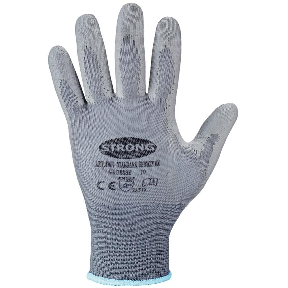 F-STRONGHAND, Nylon, PU beschichtet, Arbeitshandschuhe, *STANDARD SHENZHEN*, Pkg.a`12, , grau