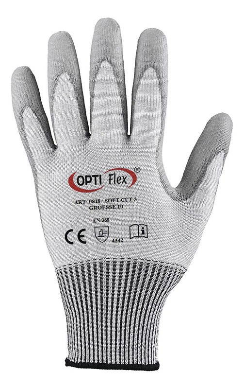 F-OPTIFLEX-Schnittschutz-Arbeitshandschuhe, *SOFT CUT 3*, VE: 60 Paar, grau/grau