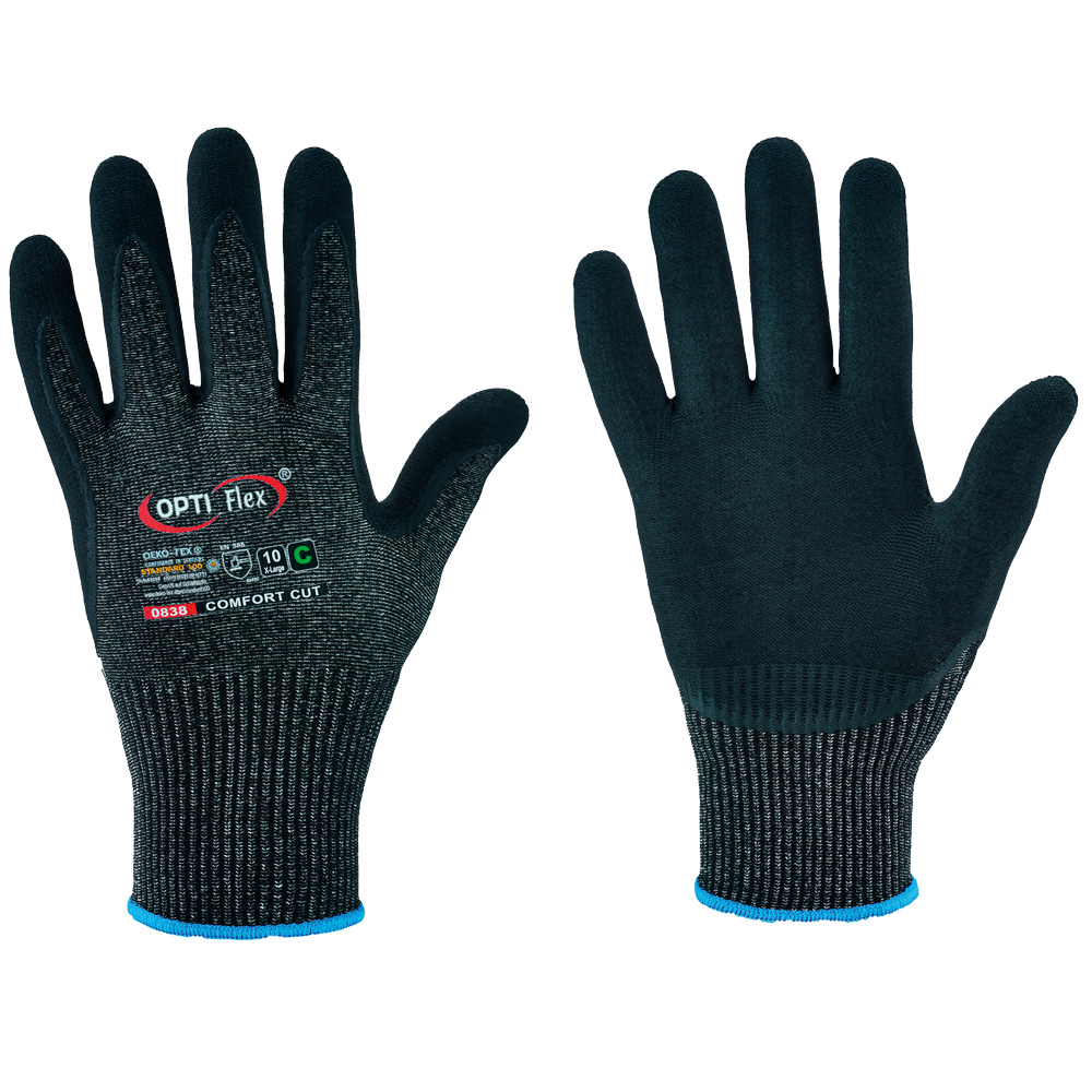 F-OPTI FLEX, Schnittschutz-Nitril-Arbeitshandschuhe, *COMFORT CUT 5*, Pkg.a`12, schwarz