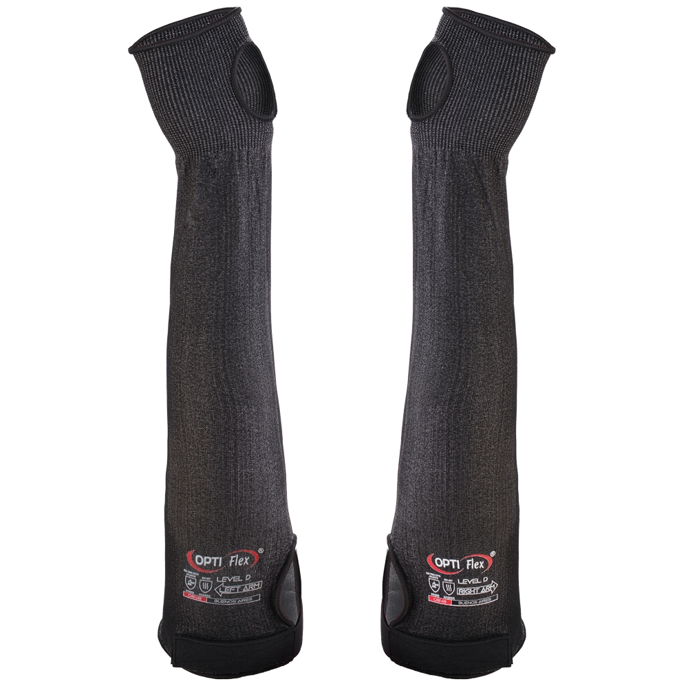 F-OPTIFLEX Armschoner *BUENOS AIRES*, Schnitt- und Hitzeschutzliner, CAT2, schwarz melange, 45 cm, VE: 50 Stk.