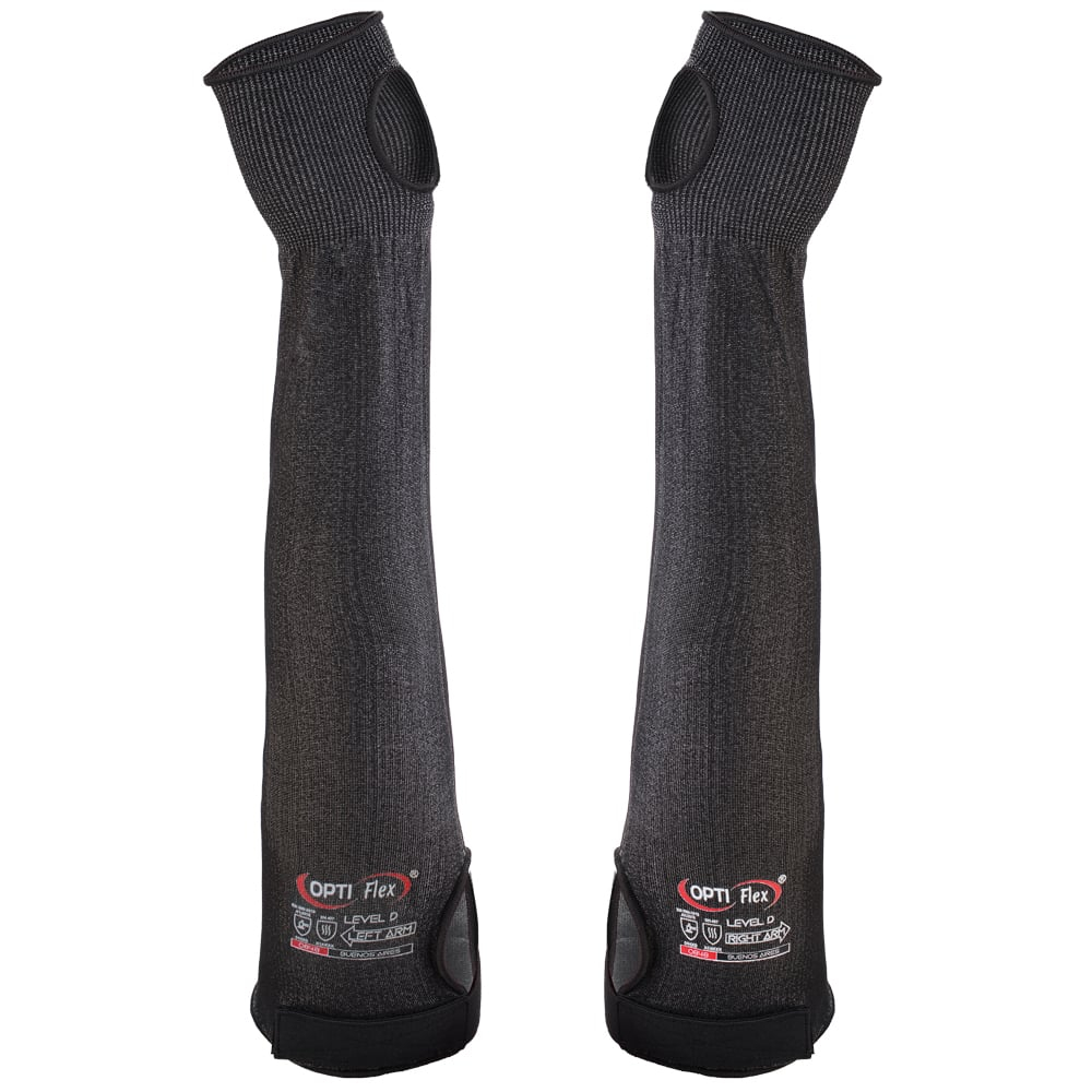 F-OPTIFLEX Armschoner *BUENOS AIRES*, Schnitt- und Hitzeschutzliner, CAT2, schwarz melange, 45 cm, VE: 50 Stk.