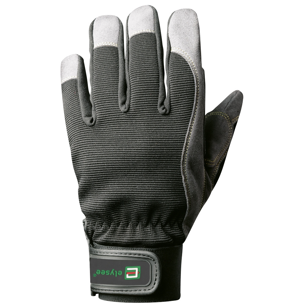 F-ELYSEE, Mechanicals, Arbeitshandschuhe, *RIGGER*, Pkg.a`12 schwarz/grau