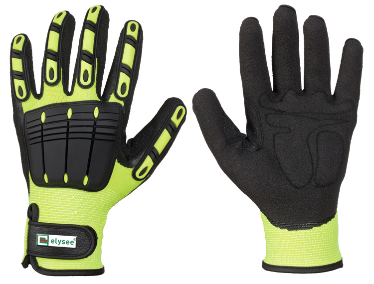 F-ELYSEE, Mechanicals, Arbeitshandschuhe, *RESISTANT*, Pkg.a`12, leuchtgelb/schwarz