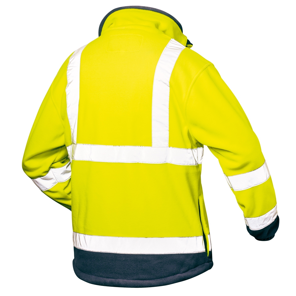 F-ELYSEE-Warnschutz-Fleece-Jacke, *VALENTIN*, fluoreszierend gelb/marine abgesetzt